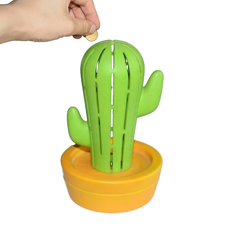 cartoon cactus OEM plastic money bank custom piggy bank for kids