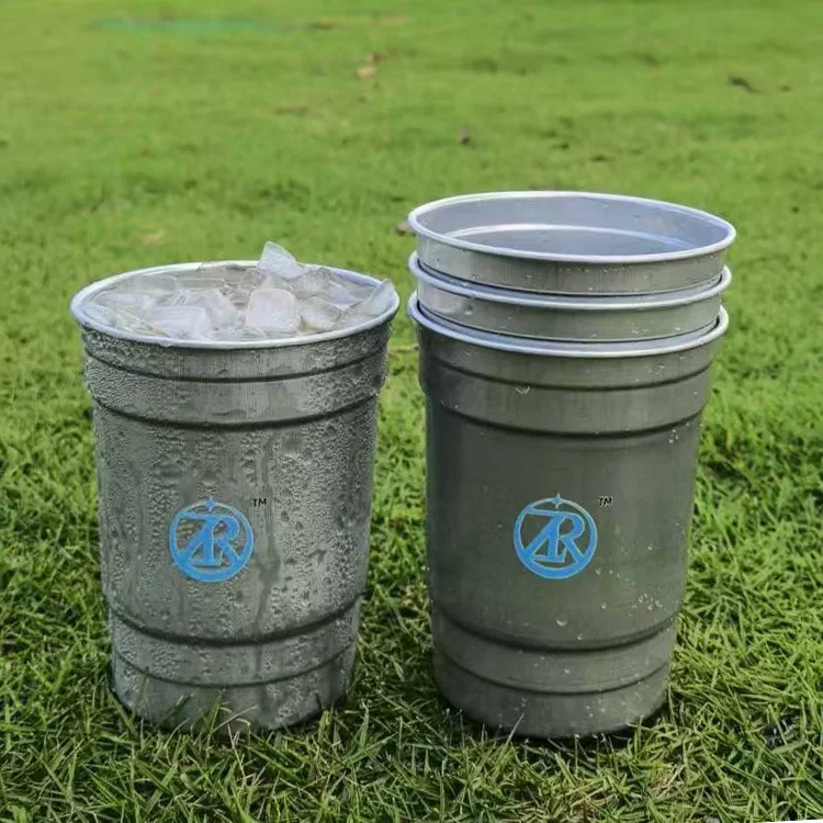 New Arrival Disposable Recyclable World Soccer Cup Stadium Customized Logo Print Metal Aluminum Cup Beer Mug