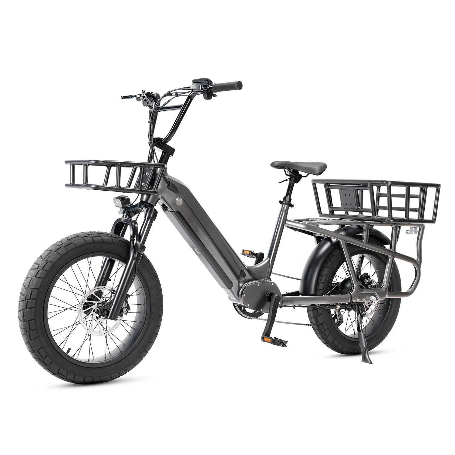 Mario 750w fat tire electric cargo bike with front&rear basket