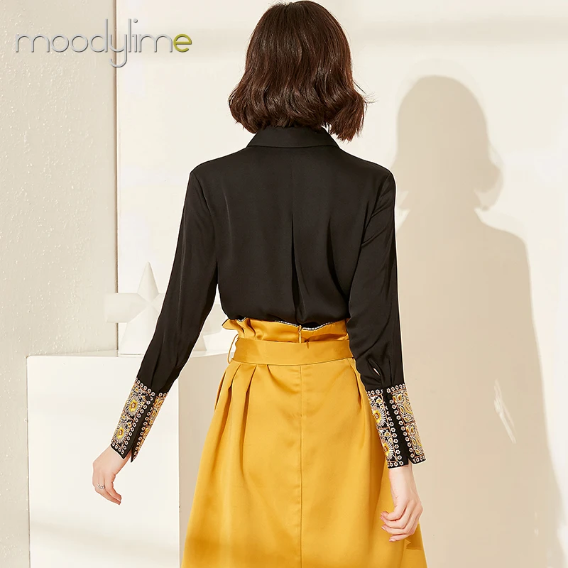 latest design high quality blouse for women long sleeve embroidery office ladies shirt