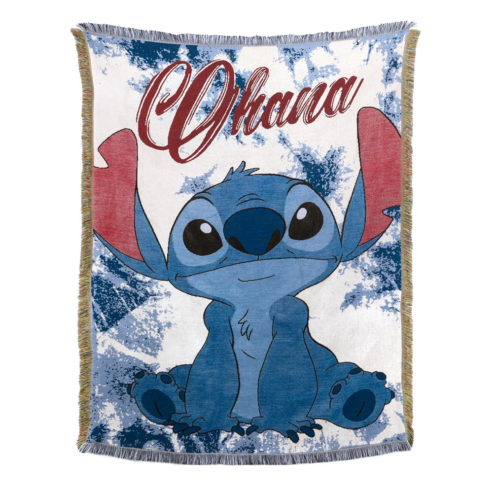 Custom design Cute Stitch Cartoon Cotton jacquard woven blankets tapestry Outdoor picnic home throw anime woven tapestry
