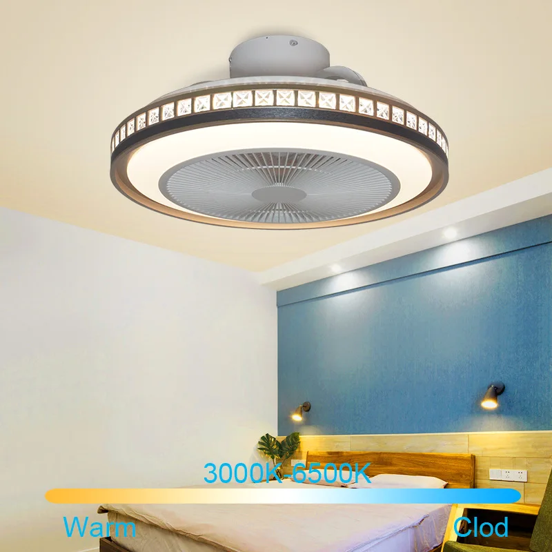 simple restaurant bedroom integrated wireless control fan light  LED ceiling fan bedroom light ceiling fan with light