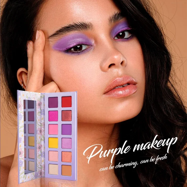 New Design 12 Colors Purple Eyeshadow Palette Square Eyeshadow Pans Pigmented Eye Shadow