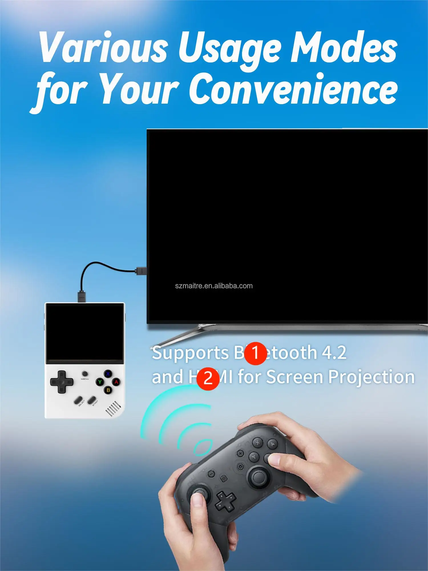 Support TV Connecting Project X Handheld Game Consola With Ambient Lighting 4.3 Inch 8GB ROM Portable Retro Classic Game Player