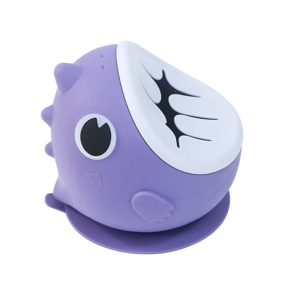 Anti Spill Silicone Collapsible Dinosaur shape Baby Food Feeding Bowls Sets Toddler and Baby Snack Catcher bowl