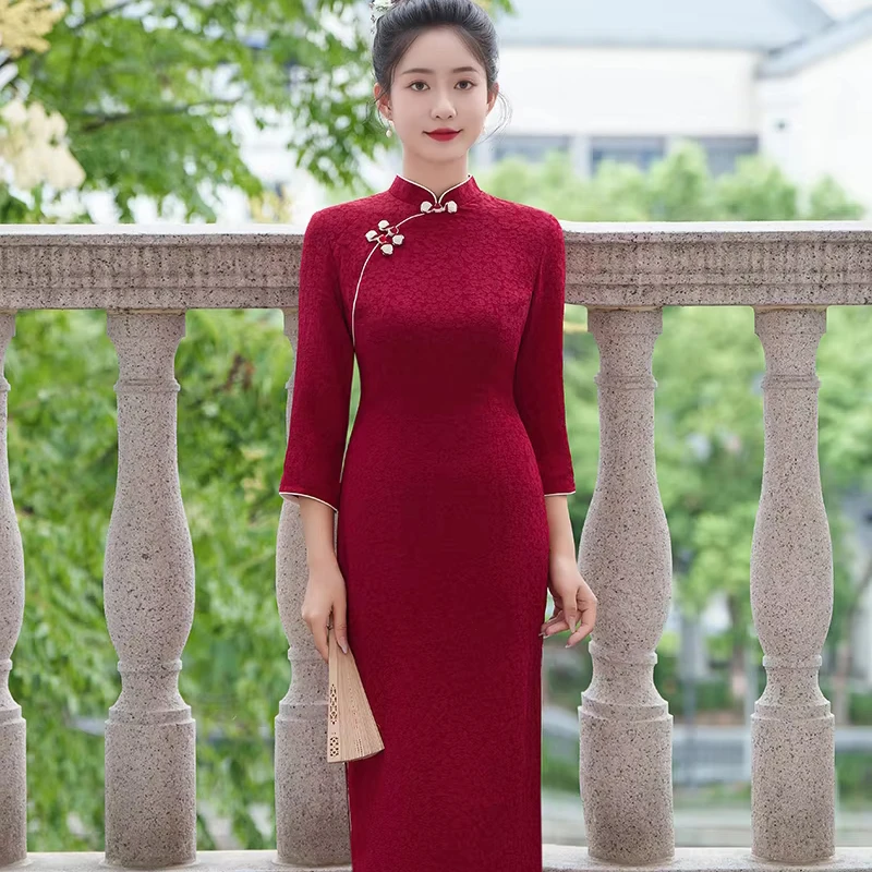 New Arrival Simple Design cheongsam dress  chinese traditional cheongsam dress