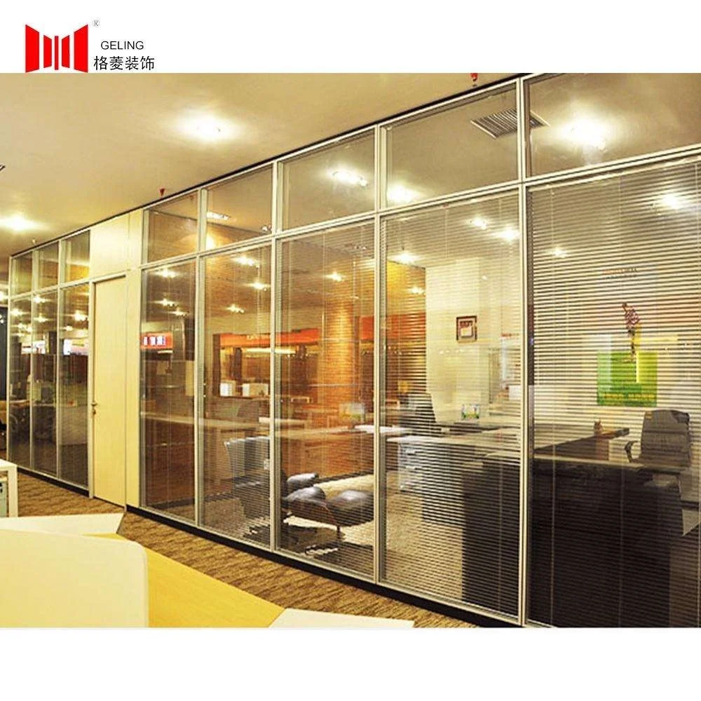 Modern cheaper aluminum double glass with blind restaurant cubicle demountable movable partition wall