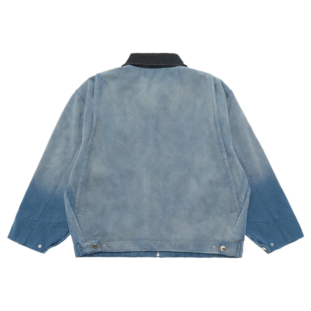 Custom Heavyweight Windproof Canvas Varsity Jacket High Quality Winter Cargo Jacket with Wash Fade for Casual Wear