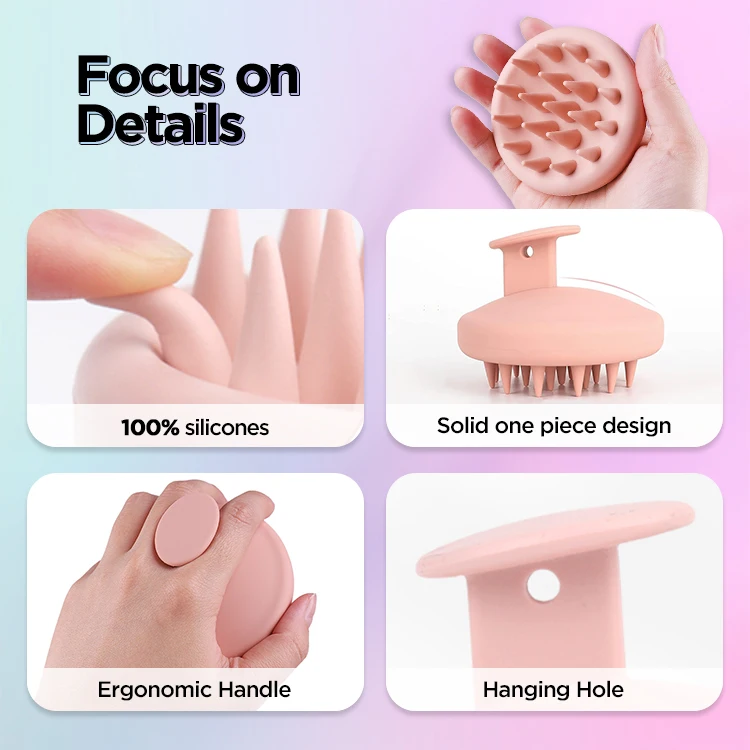 100% Silicone Hair Scalp Massager Shampoo Brush Shower Head Scrubber Cleanser for Hair Growth Ease Dandruff for Women