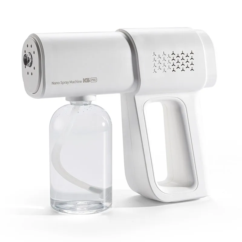380ml Small 2000mAh Disinfection Strong Blue Light Anti Clogging Long Nozzle Cordless K5 Pro Nano Mist Spray Gun Sprayer