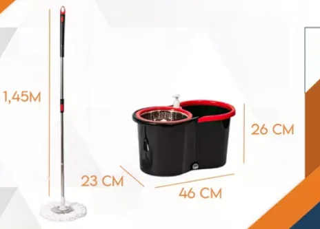 360 Rotation Magic Spin Easy Mop With Twist Two Replacement Mop Heads Easy Hydrate Water