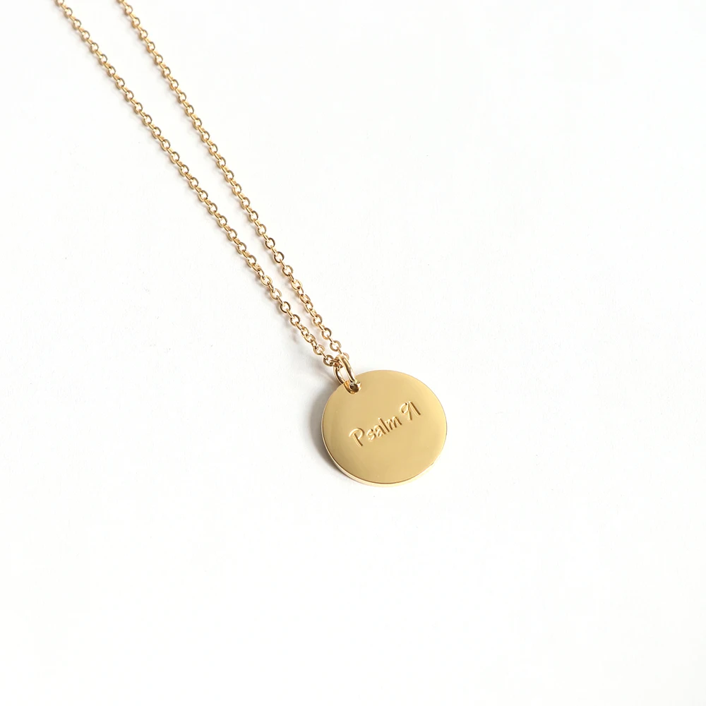 Minimalist Stamped Jewelry 18mm Gold Initial Disc Necklace Tiny Personalized Gold Disc Necklace Gift for mom