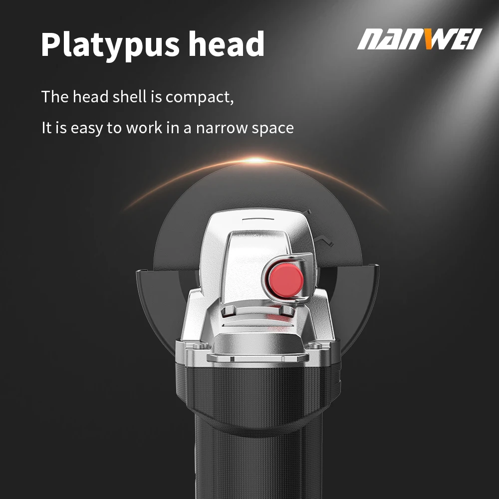 NANWEI Cordless Brushless Angle Grinder M10 7500rpm Max. Variable Cutting Polishing Power Tool 20v Battery Trigger Wood Saw