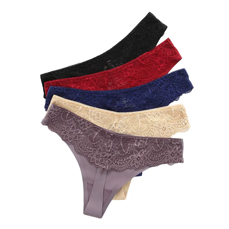 
10 color stock adult lady sexy one piece low waist lace side cotton thong panties 
