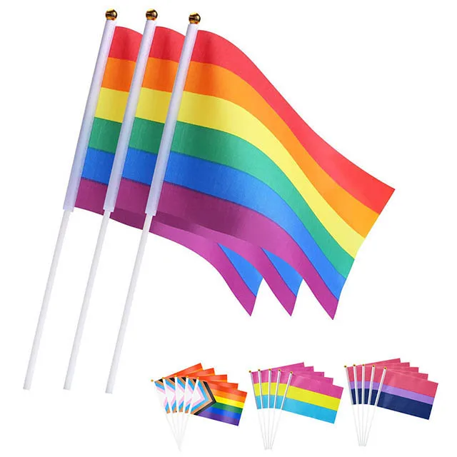 Custom Polyester  High Quality  Supporter waving Hand held Flag