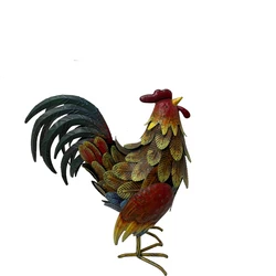 New design for 2022 multicolor outdoor poultry metal garden courtyard decorated with rooster statue garden stakes