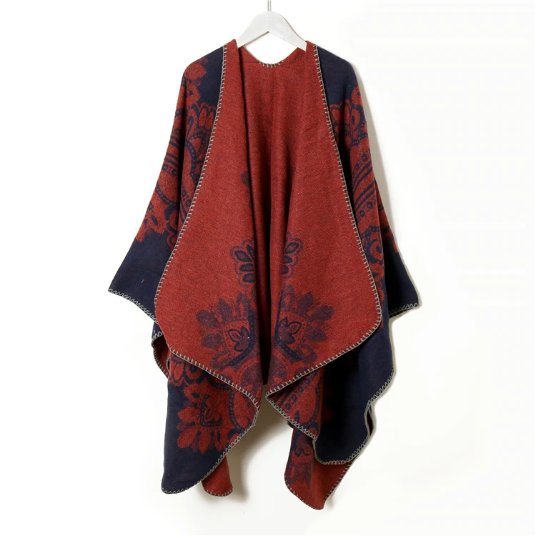 Fashion winter poncho knitting patterns towel custom adults cloak coat poncho