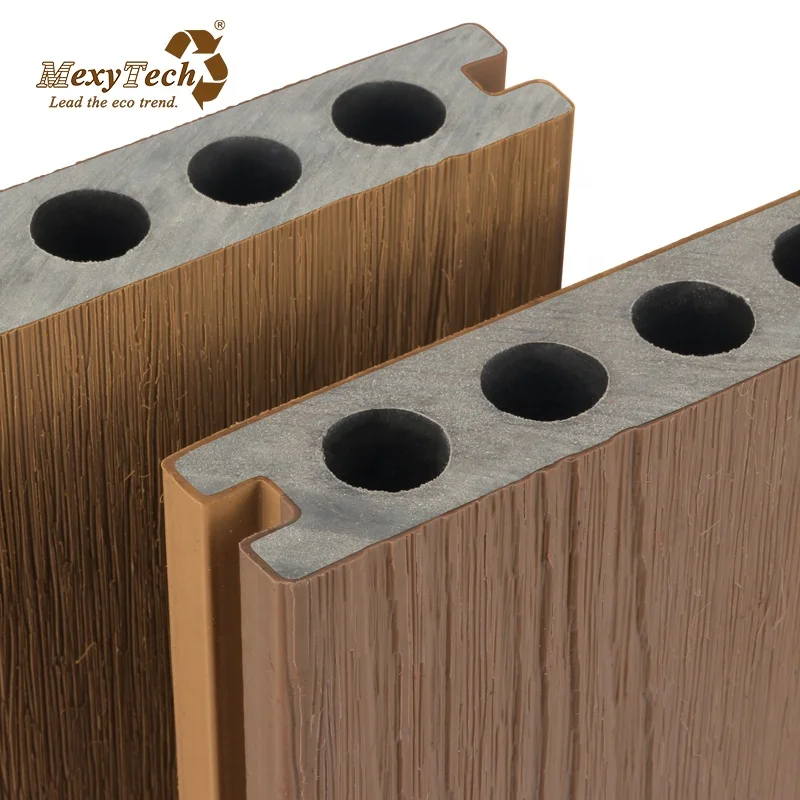 Mexytech recycled wood plastic Bicolor decking pvc wood-plastic profile and extrusion line railings for decks