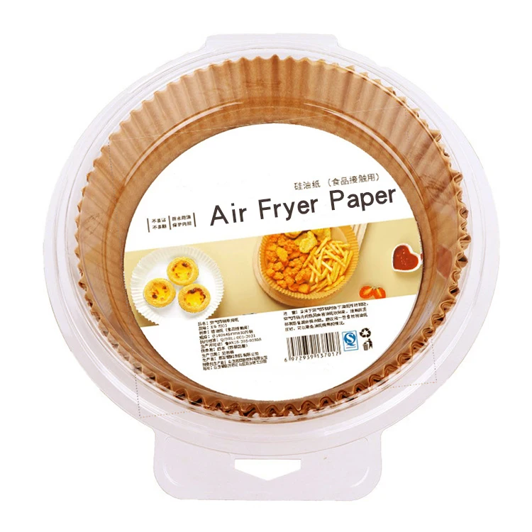 Food Container Bowl Air Fryer Round Kraft Tray Parchment Liner Plates Disposable Baking Paper Silicone Offset Printing Virgin