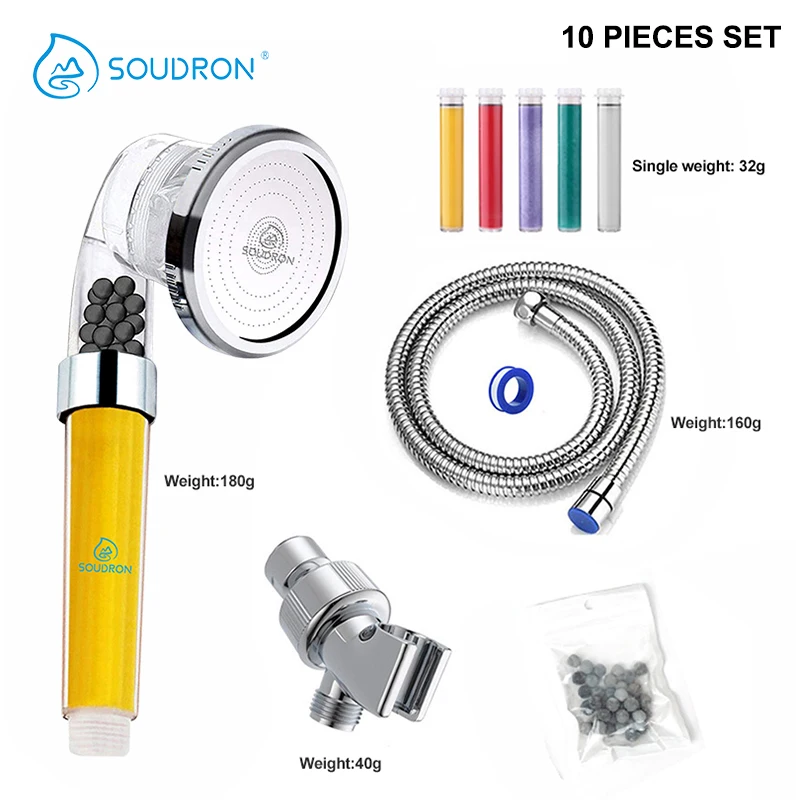 10-piece sets  Removing Chlorine Carbon Fiber Vitamin C Aroma Filter Hand Held Shower Head