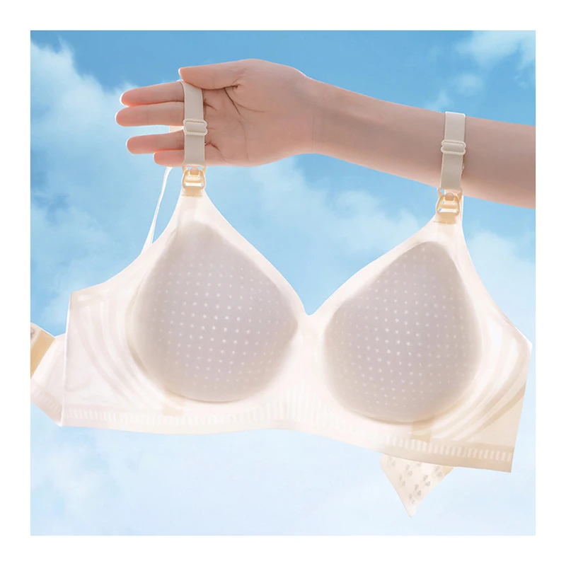 1059# Ice Silk Jelly Bar Lactation Bra Thin Thin and light pregnancy postpartum feeding without underwire push-up bra underwear