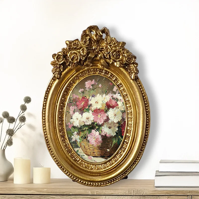 Poly Resin mini small photo kids glass frame gold baroque frame children favor gift home decoration