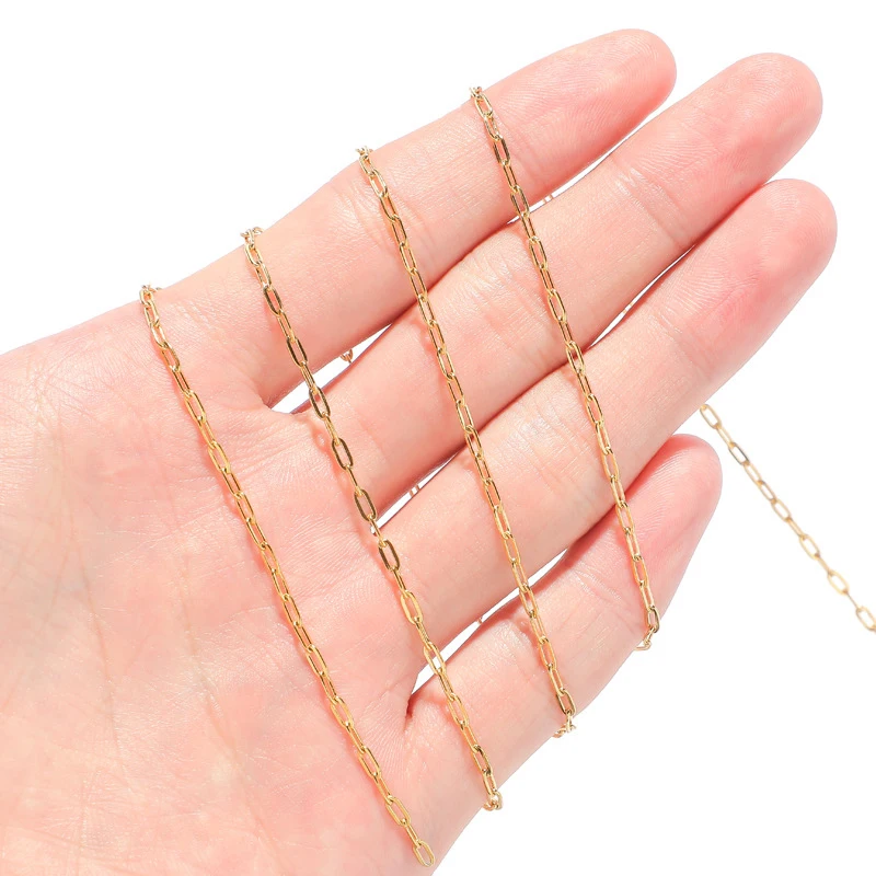 
XuQian 2*5mm Gold Plated Paperclip Chain Roll for Diy Necklace Bracelet 