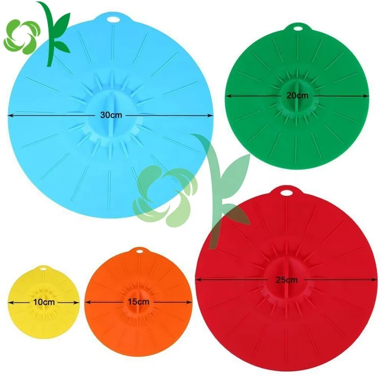 OKSILICONE Reusable Seal Heat Resistant Silicone Lids Different Size Vacuum Preservation Lids For Keeping Fresh Silicone Cover