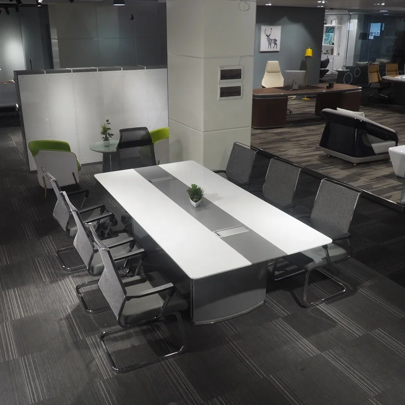 Design Boardroom Furniture Office Business  Room Table and Chair Luxury Wood and Leather Customize Craft Paint Conference desk