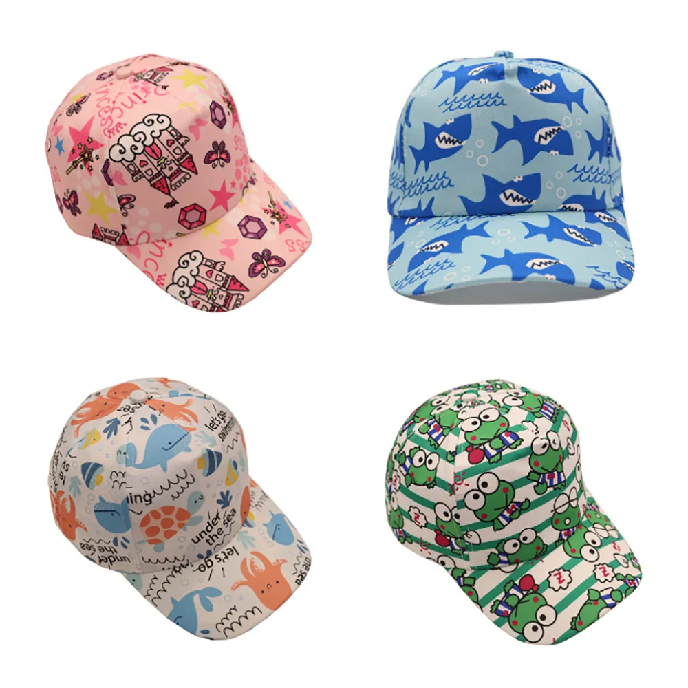 Fashion cartoon digital print 5 panel caps cute baby toddler child kid baseball cap custom print embroidery logo peaked cap