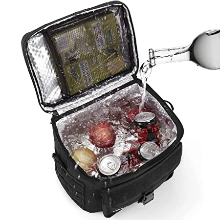 Large Black Men Adult Tactical Insulated Meal Prep Lunch Box with Should Strap for Work School Picnic Cooler Bag