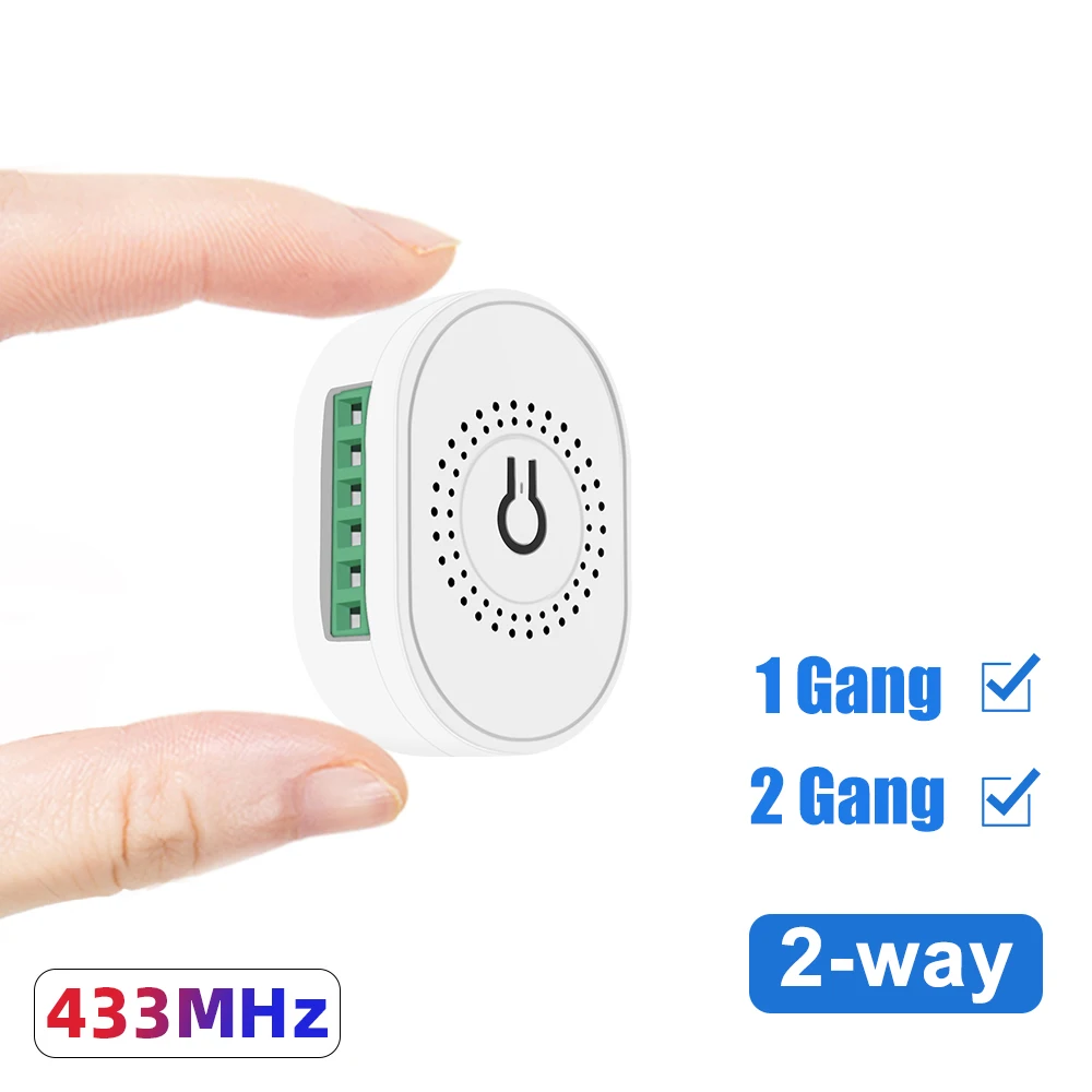 No Neutral Wire 1/2 Gang 2 Way RF 433MHZ Switch Light Smart Wireless Module Home Electrical Control Wall On Off Breaker Led Lamp