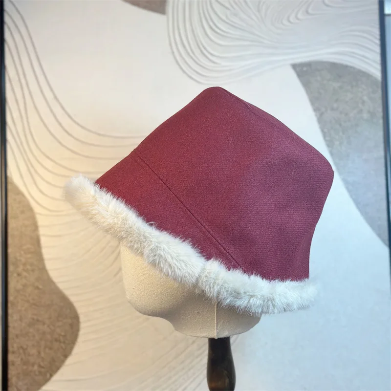 Korean version big head circumference plush fisherman hat women autumn winter thickened insulation fashion basin cap