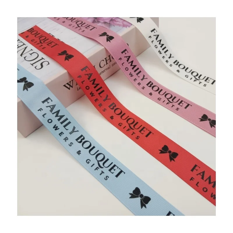 Price Custom Gift Packing Printed Polyester Grosgrain Customised Ribbon Valentines Day Ribbon with Personalized Logo