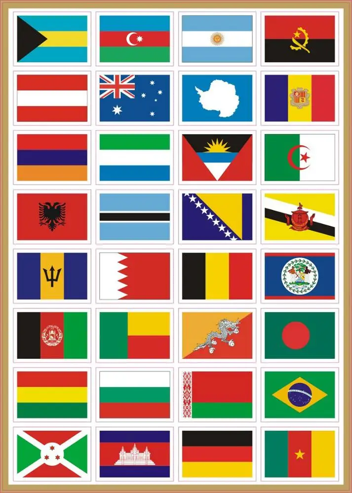 224PCS Multi Territorial  Nations label Child Football Team Countries Flags Stickers