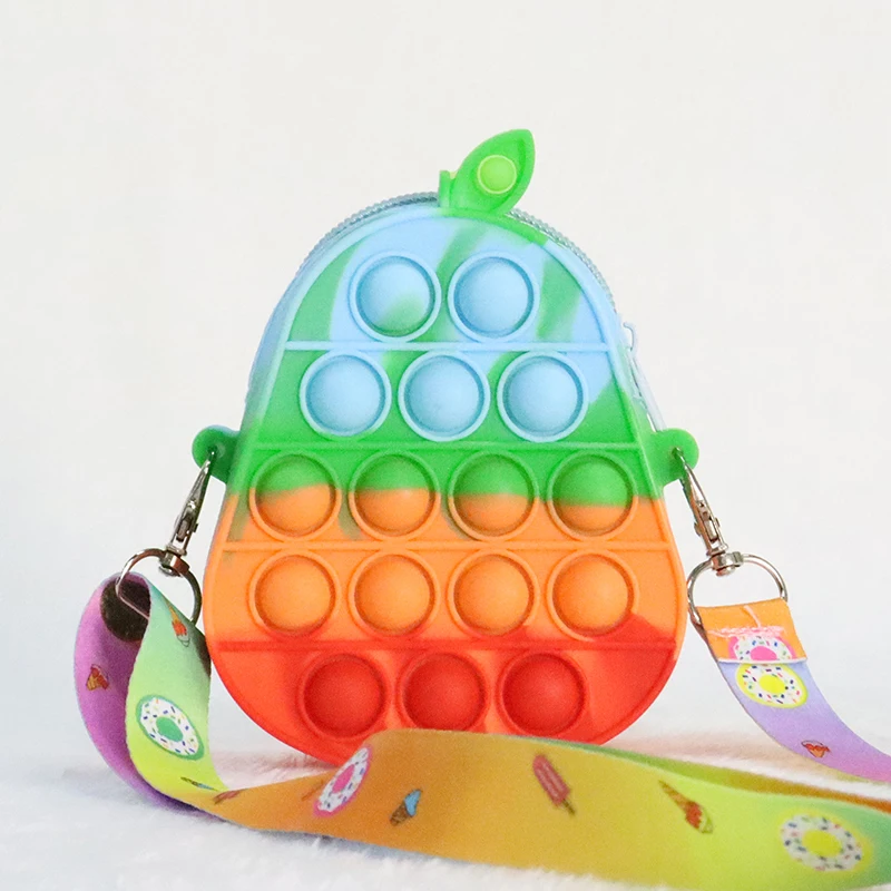 Hot Sell Rainbow Push Bubble Unicorn  Popping it fidget toy Bag Coin Purse  Avocado Of  Mini Bag