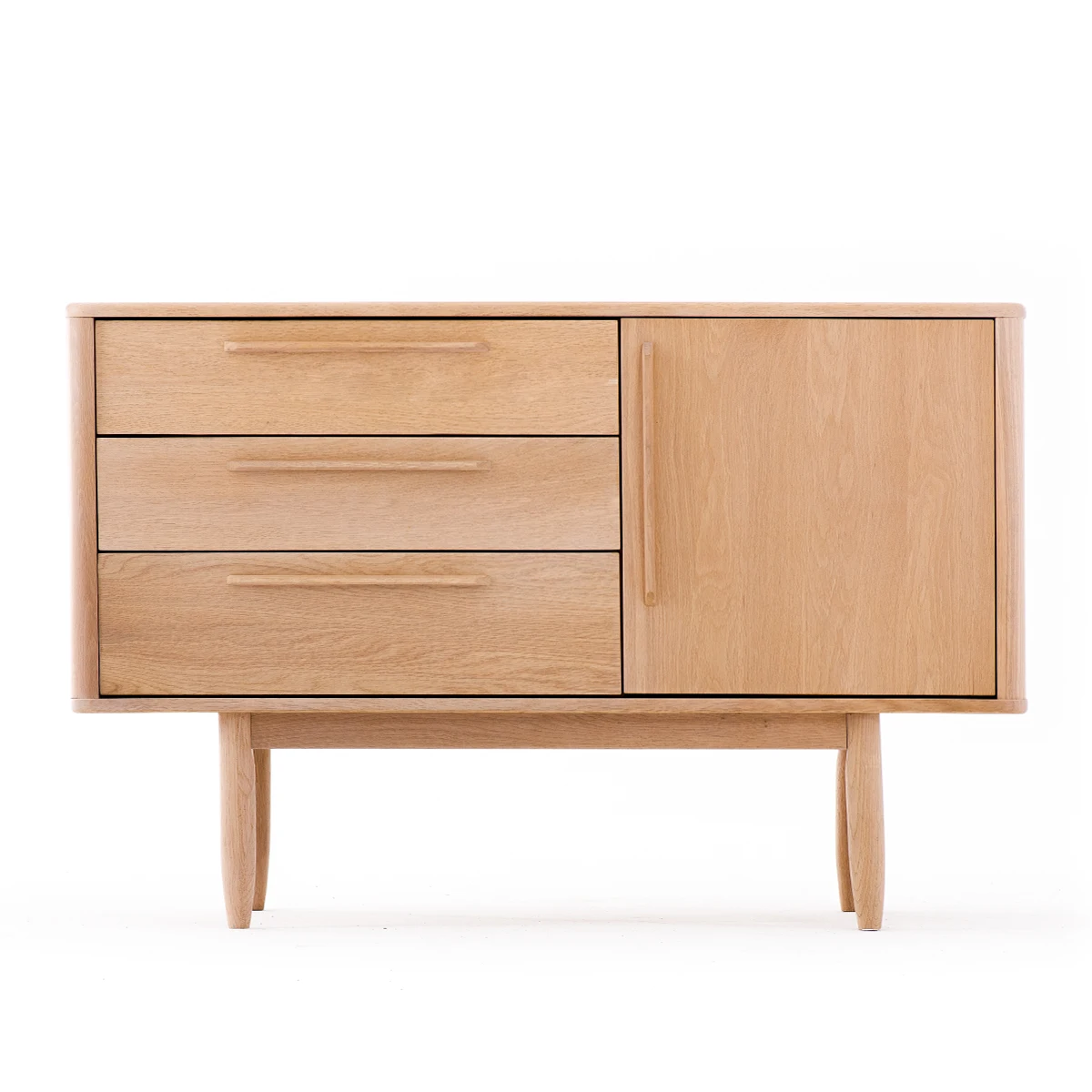 Furniture Cabinet Living Room North American Classic Simple Light Walnut 1 Door 3 Drawer Low Cabinet