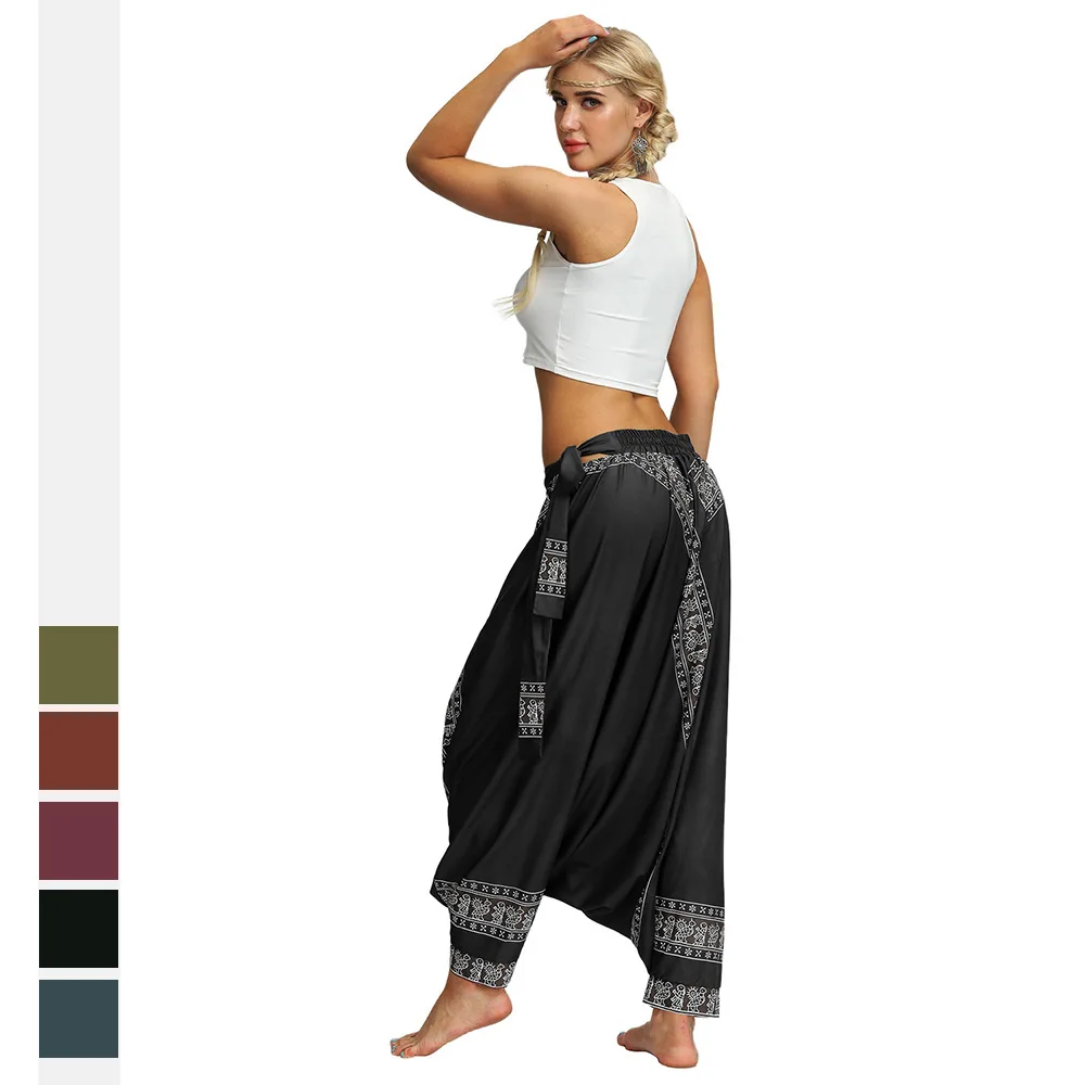 
Women Thai African Soft Loose harem pants Hippy Casual Fitness Yoga Pants Femme Sexy High Waist indian saree Dance Costumes 