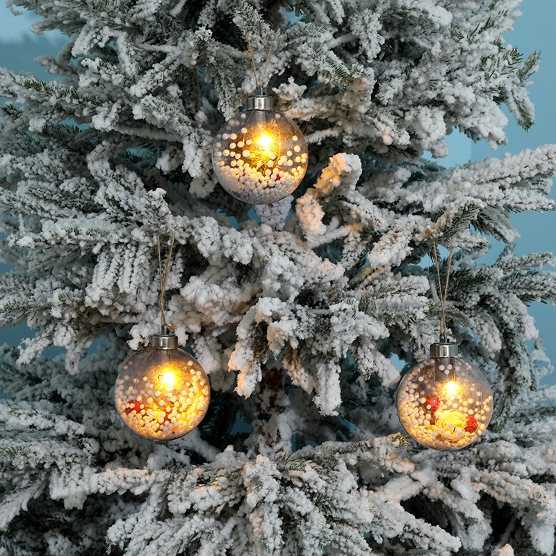 Новогодние украшения Navidad, рождественские украшения, рождественские шары 8 см с наполнителем для снега внутри