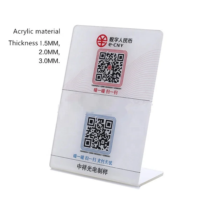 Custom Size Logo Business Acrylic Name Plate QR Code Acrylic Sign Holder