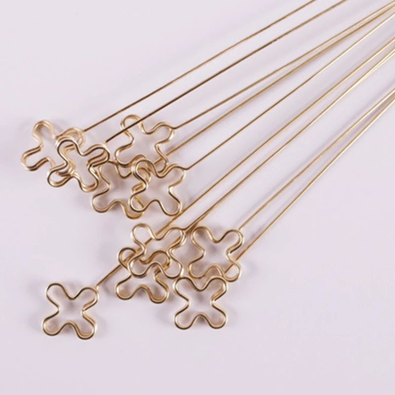 Gold Card Holder Inserting Rod DIY Metal Postcard Clips Party Decorative Korean Style Heart Gilded Flowers Packing