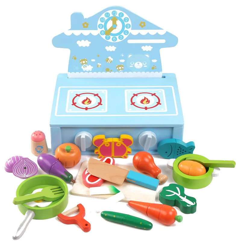 CMC Wooden Happy kitchen toy set custom kids brinquedos bread maker wooden toaster toy pretend play preschool Educational Toys