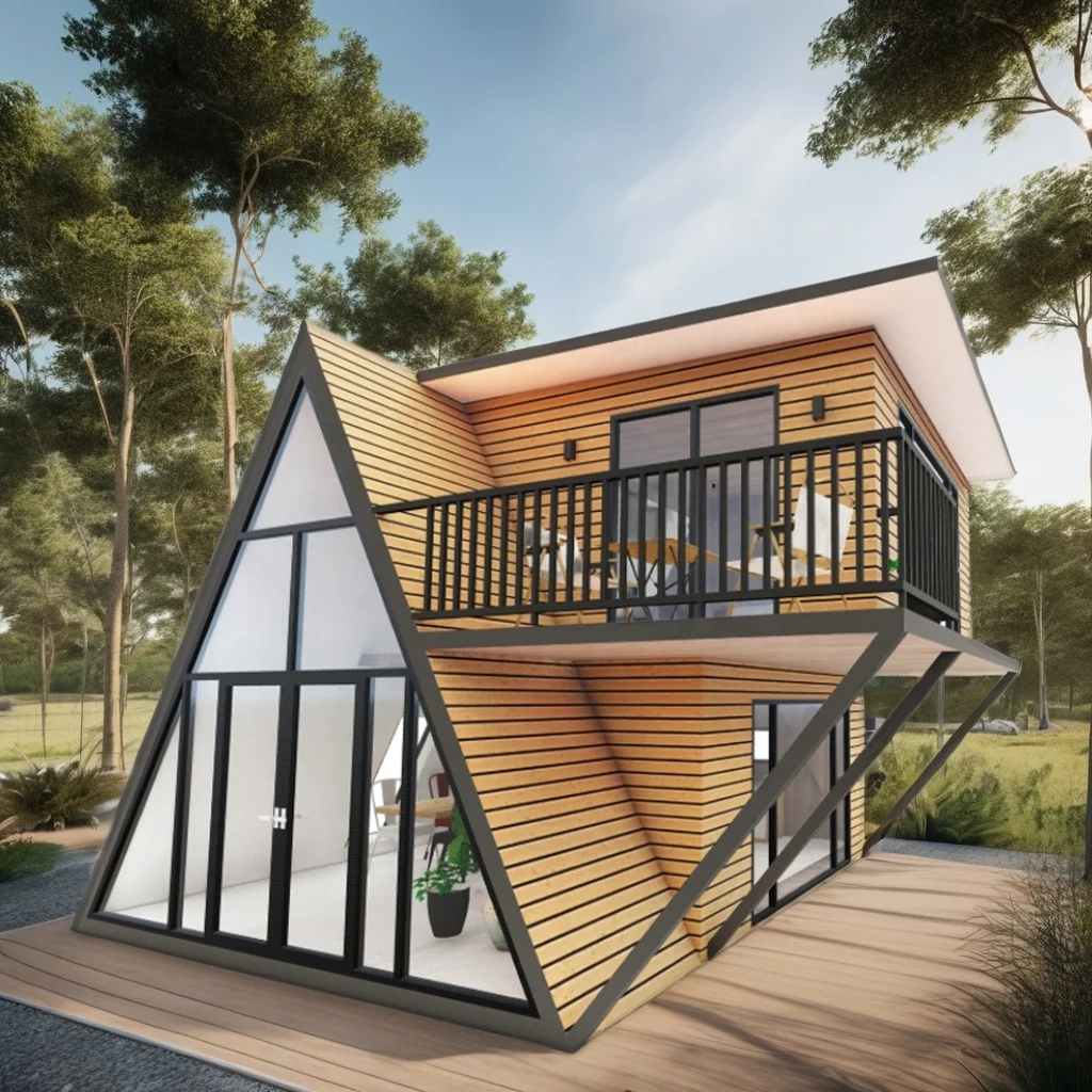 Detachable and Expandable Triangle Shape Structure Small Cabin Tiny House A-Frame House for Bedroom or Villa Use