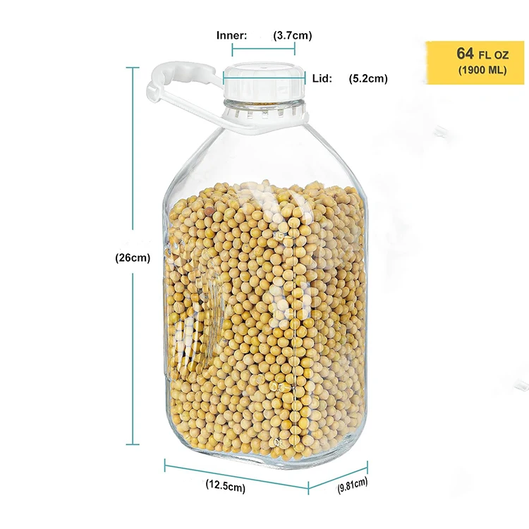 Wholesale custom logo empty milk bottle 1900ml milk glass bottle large capacity water bottles