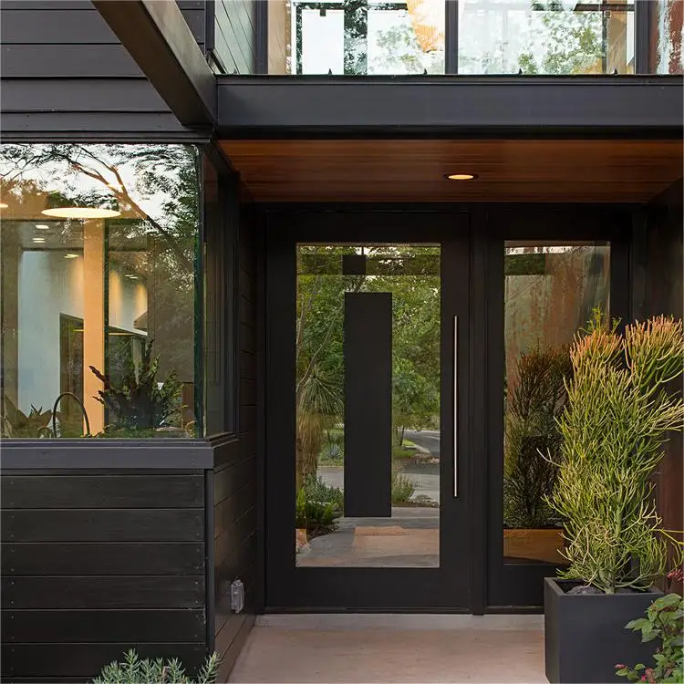 Hurricane Impact Front Glass Doors Aluminum Casement Door Cheap Price and windows Aluminium Double Glass Entry Doors