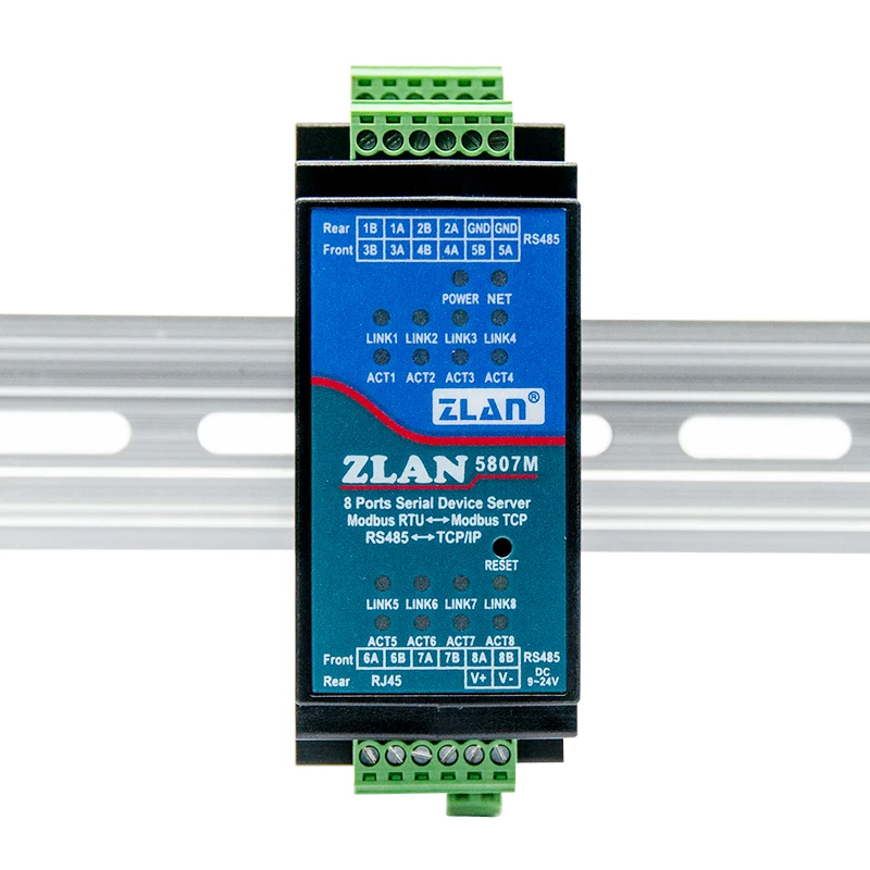serial RS485 to RJ45 small size guide rail 8 port rj45 serial server