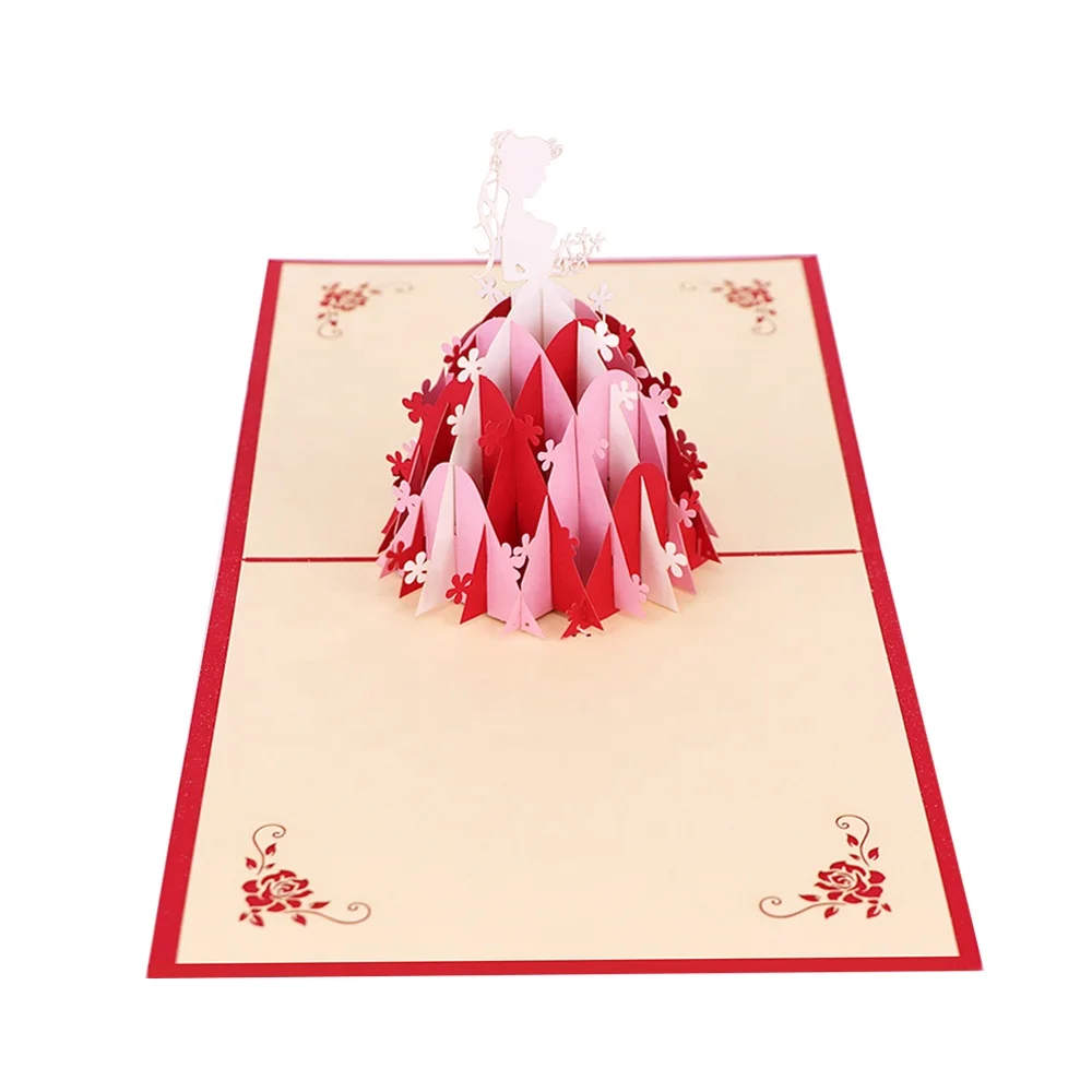 WINPSHENG Customizable  3d pop up all occasion greeting cards quinceanera invitations hochzeitskarte