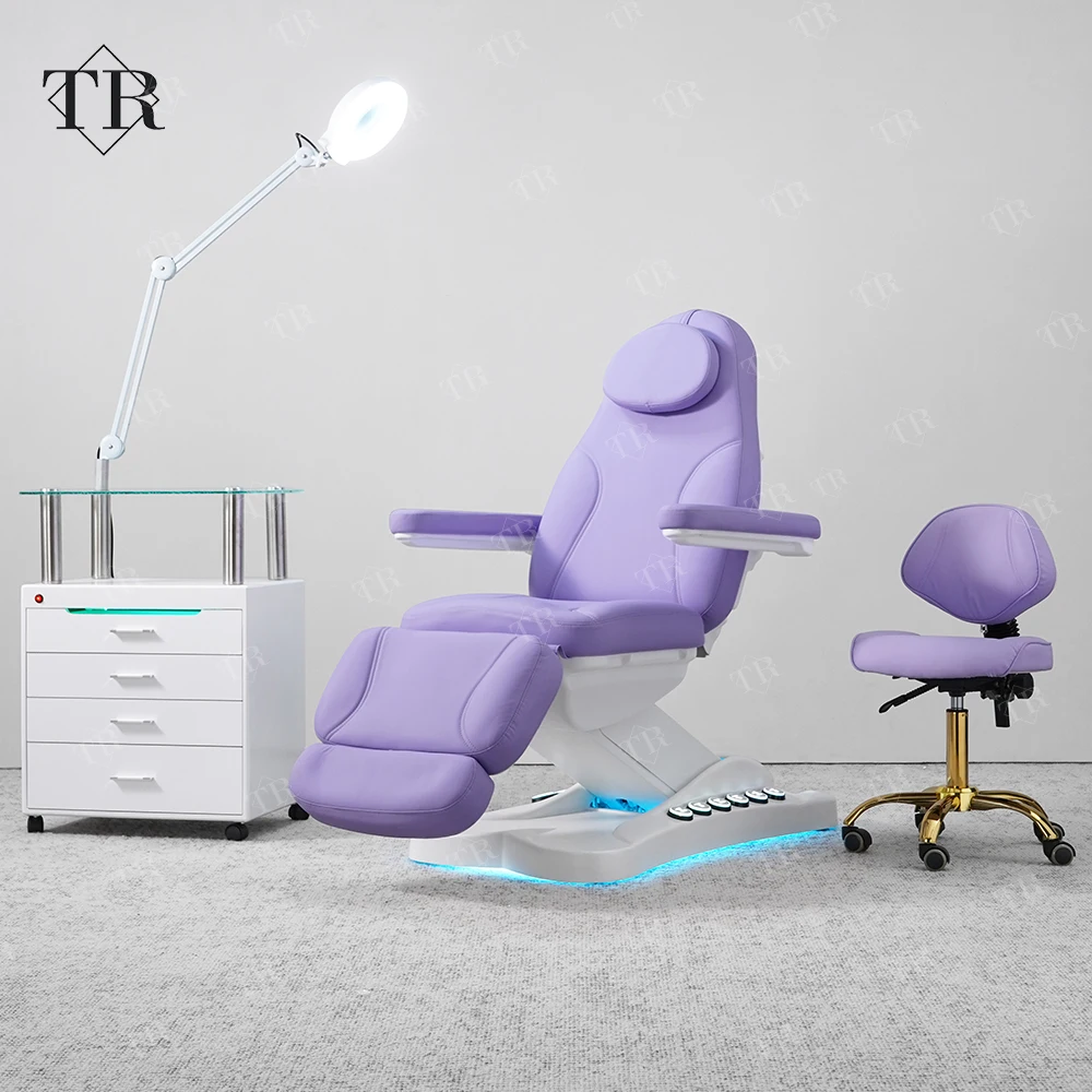 Turri Customization Violet Electric Massage Table Esthetician Head Spa Bed Furniture Set Lifting Function Footrest Adjustment