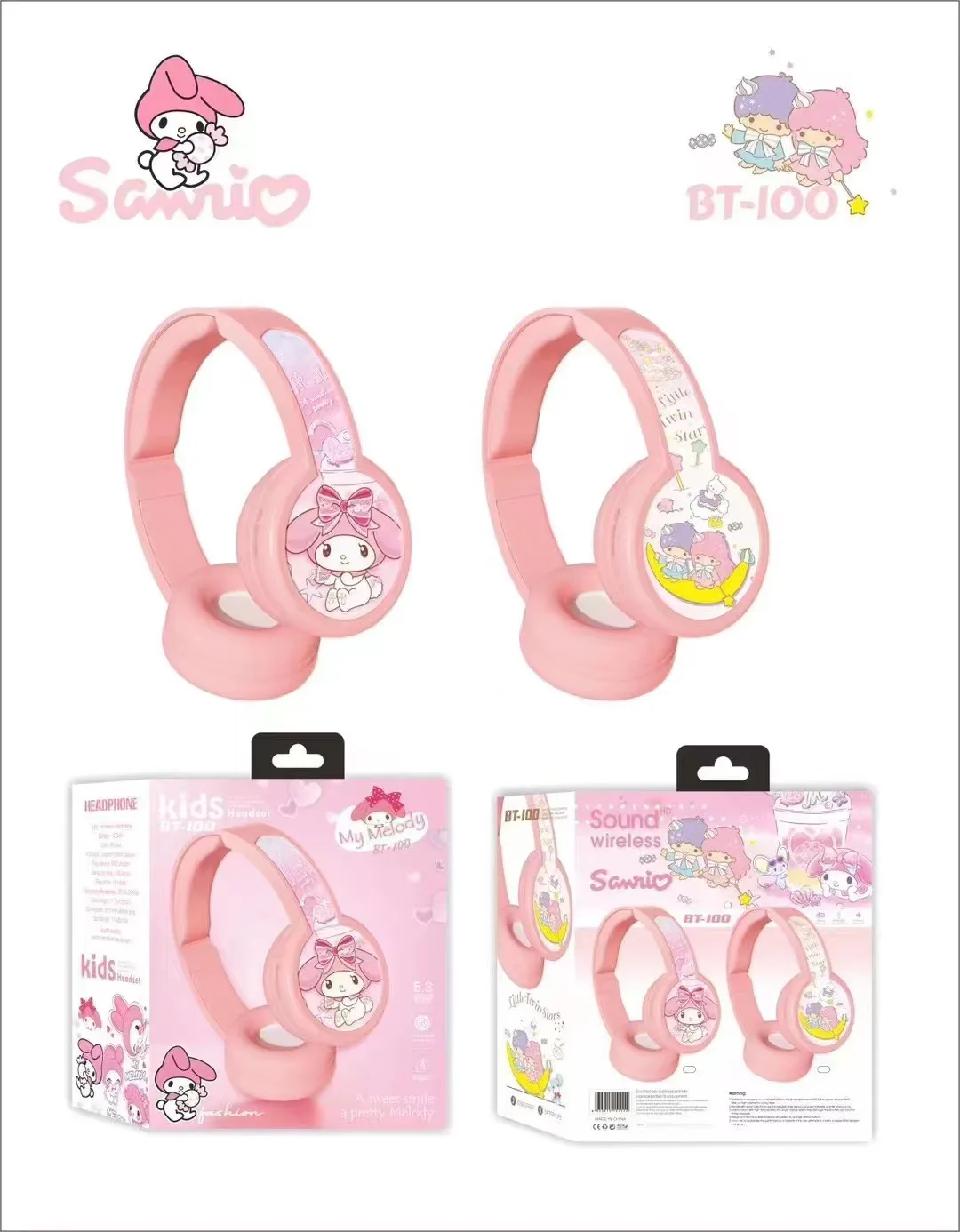 2024 New Wholesale Wireless Bluetooth Headphones Head-Mounted Cartoon Cute Computer Mobile Phone Music Stereo Headphones