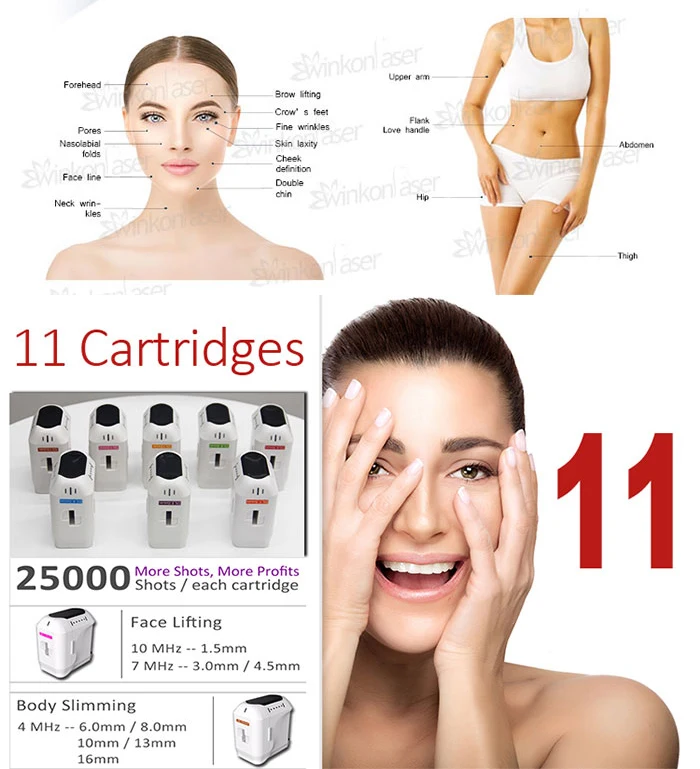  Двойная Ручка 3D 4D Hifu Ultra lift двойные картриджи для лифтинга лица на 100000 снимков